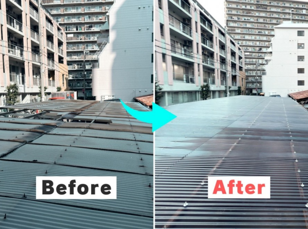 ビル駐車場屋根の張替え事例