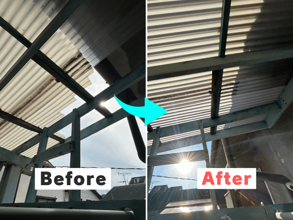 ベランダ波板屋根を1枚だけ交換した事例