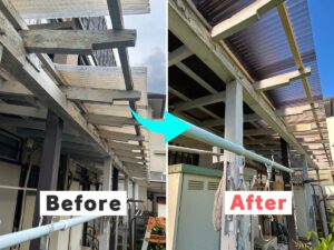 アパート共用部の屋根張替え事例