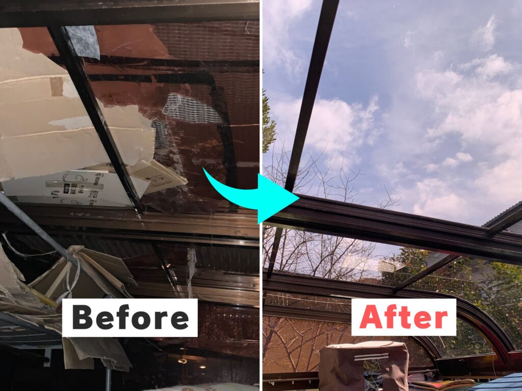 サンルーム屋根パネルの交換事例