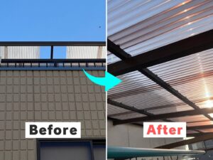 屋上テラス屋根の張り替え事例