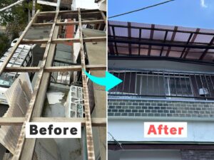 2階ベランダの屋根付け替事例