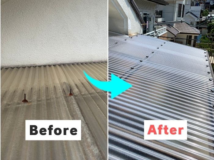 波板屋根交換ビフォーアフター
